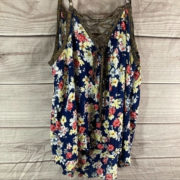 Torrid Floral Lace Up Back Challis Swing Cami - Picture 5 of 11